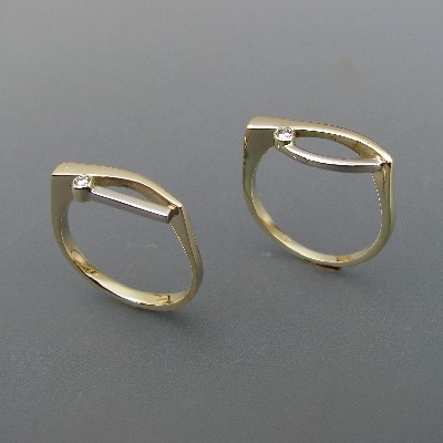 Bicolor gouden ringen met diamant.